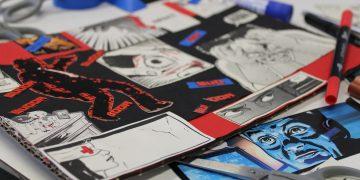 Crime-Scene Collagen einzelne Papierausschnitte für eine Collage